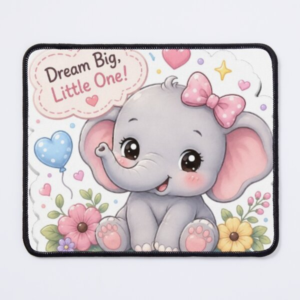 Item preview, Cute Baby Elephant Sticker | Dream Big Little One | Kawaii Elephant Sticker | Pastel Animal Art designed and sold by Vegasstickers.