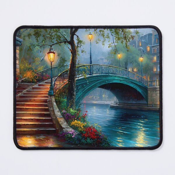 Item preview, Charming Night View of a Canal Bridge with Lights designed and sold by Artessie.