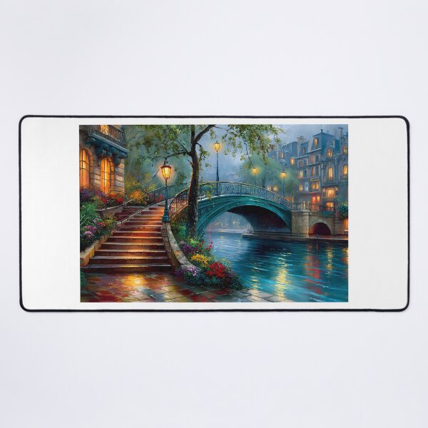 Item preview, Charming Night View of a Canal Bridge with Lights designed and sold by Artessie.