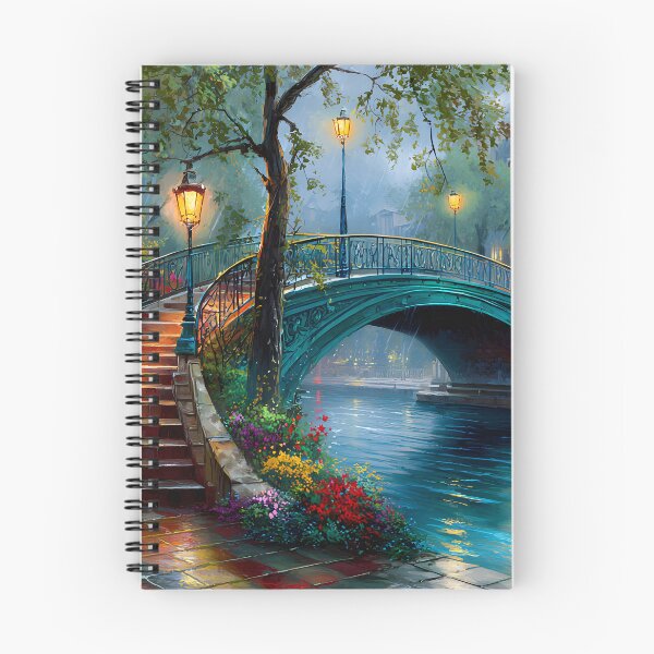 Item preview, Charming Night View of a Canal Bridge with Lights designed and sold by Artessie.