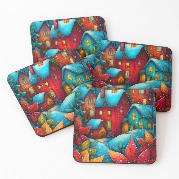 Item preview, Charming Winter Village with Colorful Houses and Snow designed and sold by Artessie.