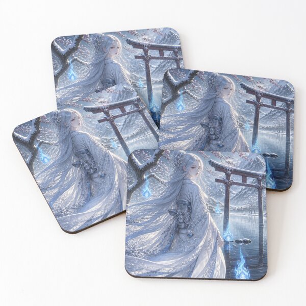 Item preview, Yuki Onna – Frozen Shrine Spirit | Japanese Yokai Fantasy Art designed and sold by vekotpu.