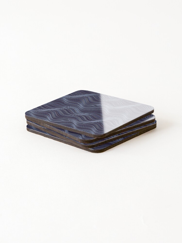 Thumbnail 4 of 5, Coasters (Set of 4), Abstract Dark Blue Wavy Topographic Line Pattern designed and sold by GraphyLab.