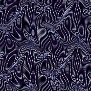 Artwork thumbnail, Abstract Dark Blue Wavy Topographic Line Pattern by GraphyLab