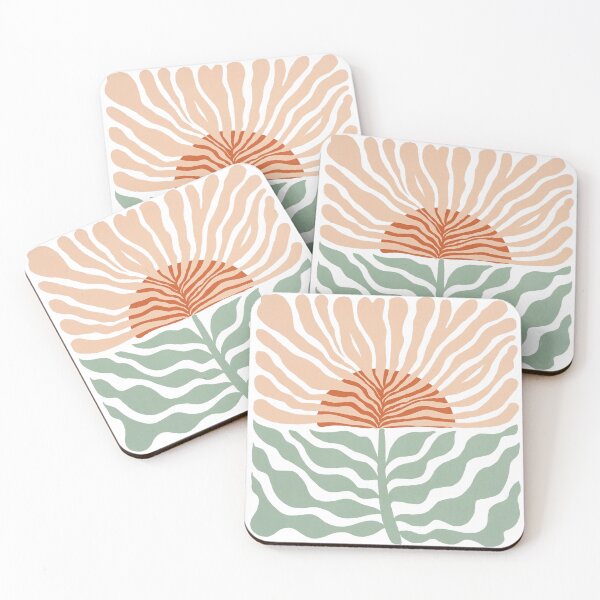Item preview, Mid-Century Modern Sun & Botanical Art - Earthy Terracotta & Green designed and sold by Shopeon Designs.