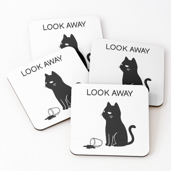Item preview, LOOK AWAY Funny Black Cat Sticker designed and sold by FUEGO & NOX.