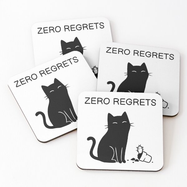 Item preview, ZERO REGRETS Funny Black Cat Sticker designed and sold by FUEGO & NOX.