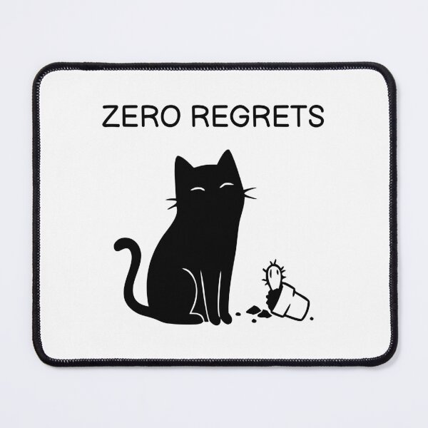 Item preview, ZERO REGRETS Funny Black Cat Sticker designed and sold by FUEGO & NOX.