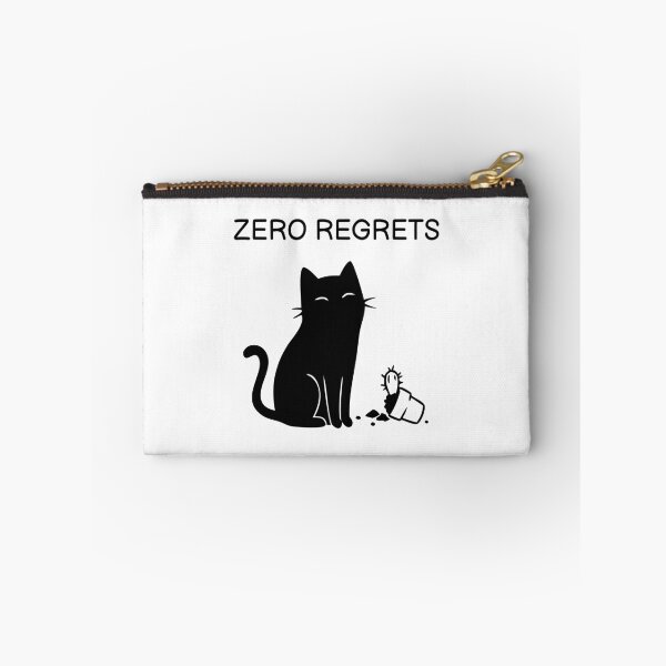 Item preview, ZERO REGRETS Funny Black Cat Sticker designed and sold by FUEGO & NOX.