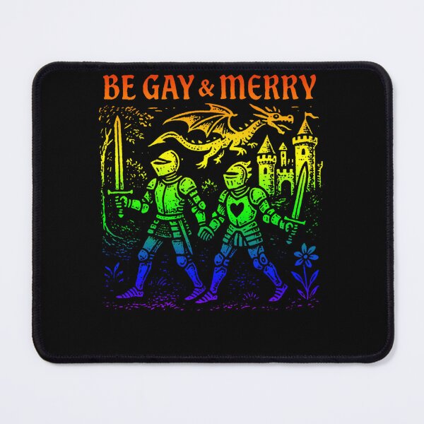 Item preview, Be Gay & Merry Medieval Knights Dragon Rainbow Poster designed and sold by UnitedColours.