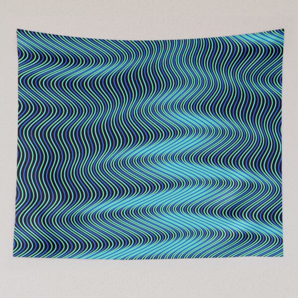 Item preview, Futuristic Neon Blue and Green Wavy Pattern designed and sold by GraphyLab.