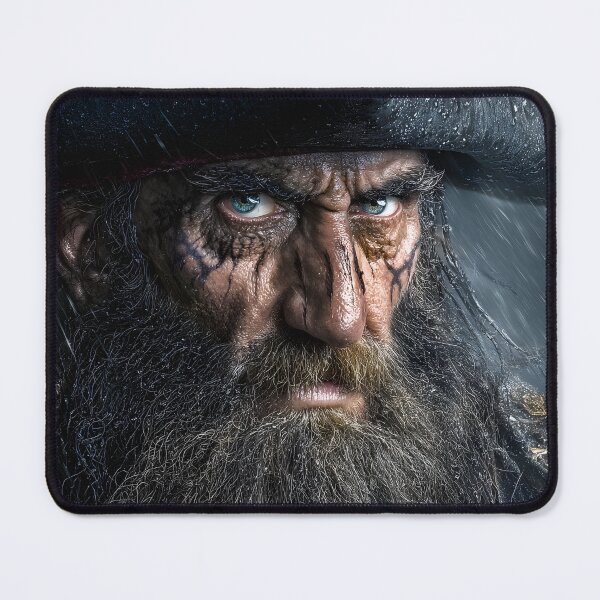 Item preview, Intense Pirate with Piercing Eyes and Rainy Background designed and sold by Artessie.