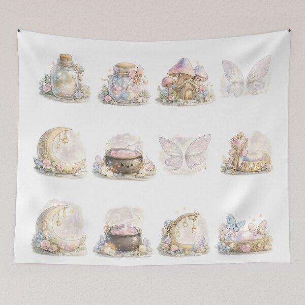 Item preview, Pastel Witchy Magic Spellbook Crystal Ball Potion Bottle Aesthetic designed and sold by Rehnair.
