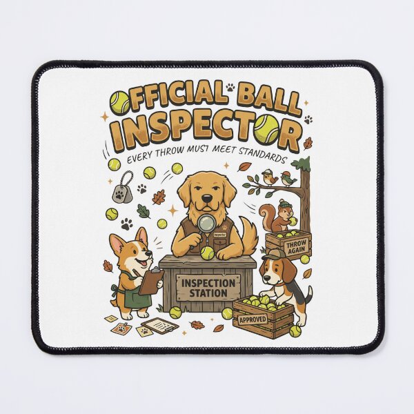 Item preview, Official Ball Inspector | Funny Dog Lover Design | Golden Retriever & Tennis Ball Illustration | Pet Lifestyle designed and sold by SAJ Design Studio.