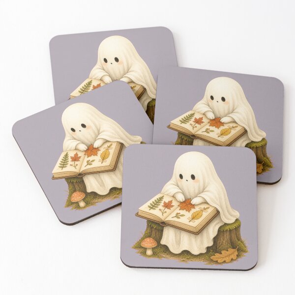 Item preview, Cute Cottagecore Ghost Pressing Autumn Leaves designed and sold by Tender Oddities Studio.