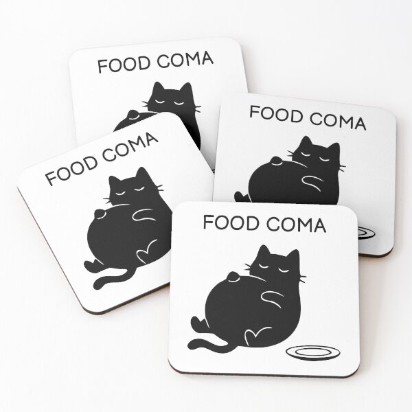 Item preview, FOOD COMA Funny Black Cat Sticker designed and sold by FUEGO & NOX.