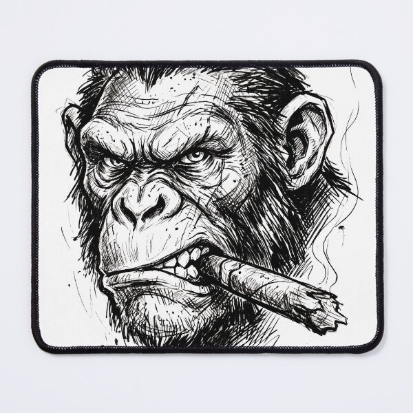 Item preview, Cool Smoking Chimpanzee Vintage Ink Sketch Badass Monkey Smoking Cigar designed and sold by seven things shop.