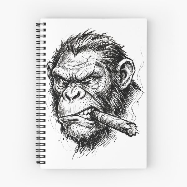 Item preview, Cool Smoking Chimpanzee Vintage Ink Sketch Badass Monkey Smoking Cigar designed and sold by seven things shop.