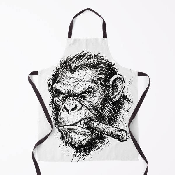 Item preview, Cool Smoking Chimpanzee Vintage Ink Sketch Badass Monkey Smoking Cigar designed and sold by seven things shop.
