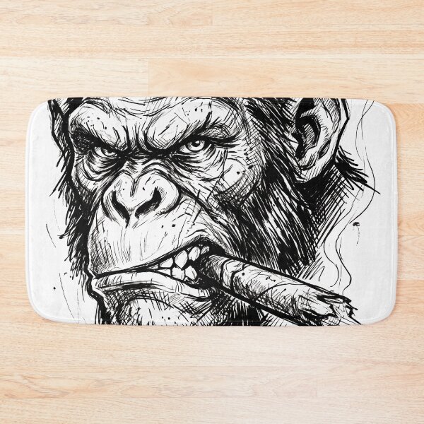 Item preview, Cool Smoking Chimpanzee Vintage Ink Sketch Badass Monkey Smoking Cigar designed and sold by seven things shop.