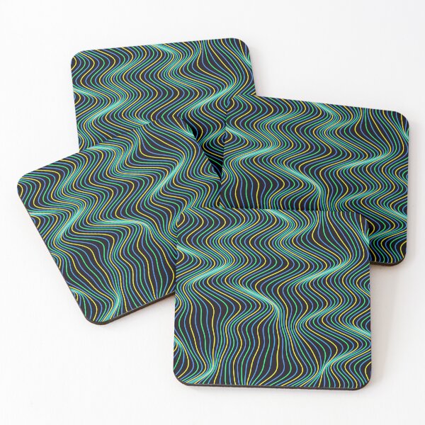 Item preview, Futuristic Yellow and Blue Wavy Neon Pattern designed and sold by GraphyLab.
