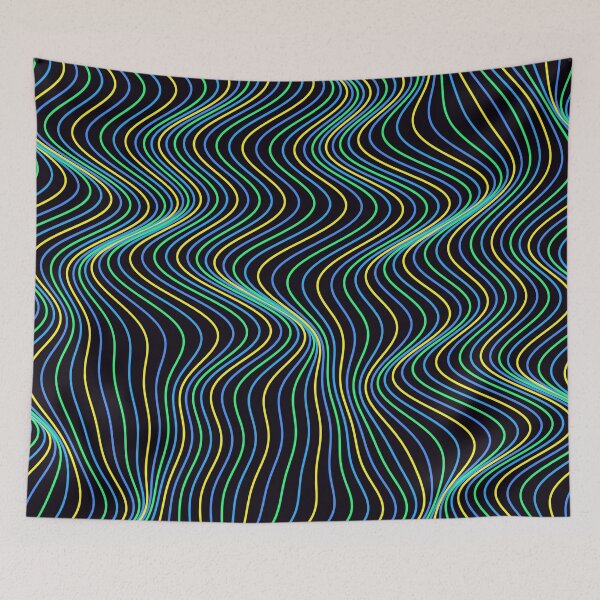 Item preview, Futuristic Yellow and Blue Wavy Neon Pattern designed and sold by GraphyLab.