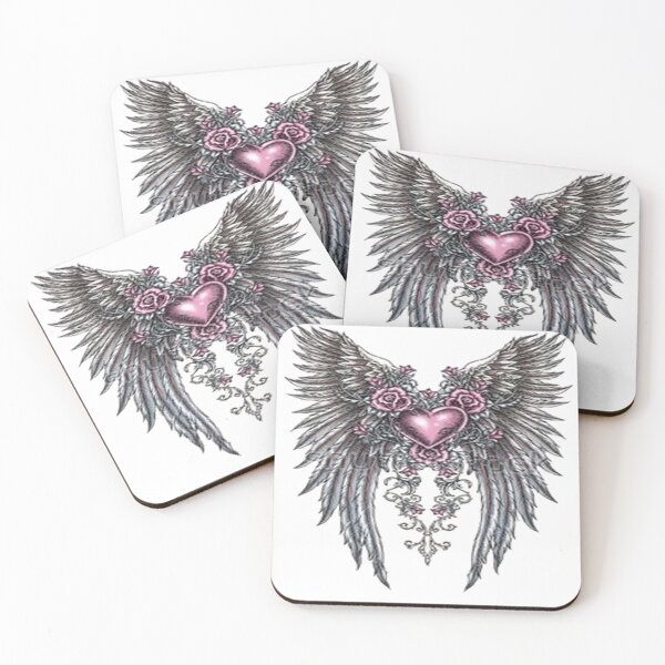 Item preview, Metallic Pink Heart with Silver Wings designed and sold by TroviTutto.