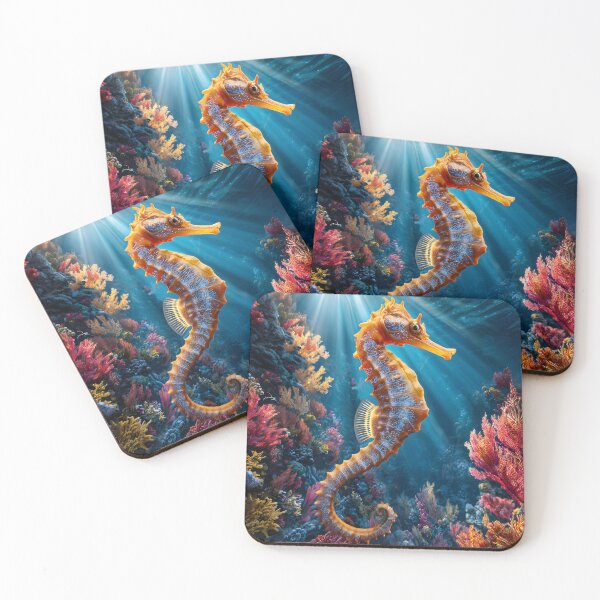 Item preview, Vibrant Seahorse in Colorful Coral Reef Scene designed and sold by Artessie.