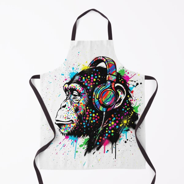 Item preview, Colorful Paint Splatter Monkey with Headphones - Graffiti Music Art designed and sold by seven things shop.