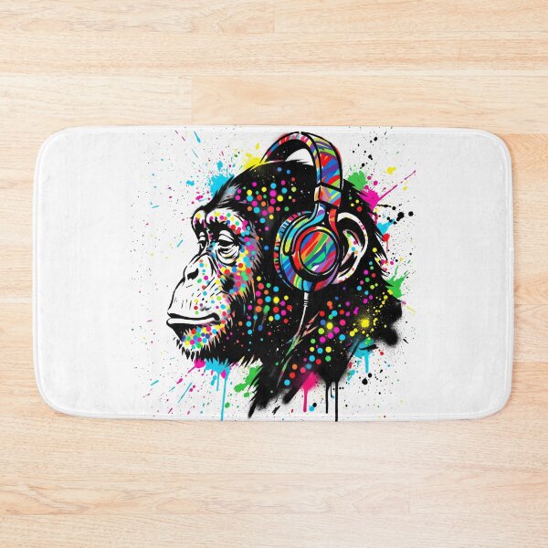 Item preview, Colorful Paint Splatter Monkey with Headphones - Graffiti Music Art designed and sold by seven things shop.