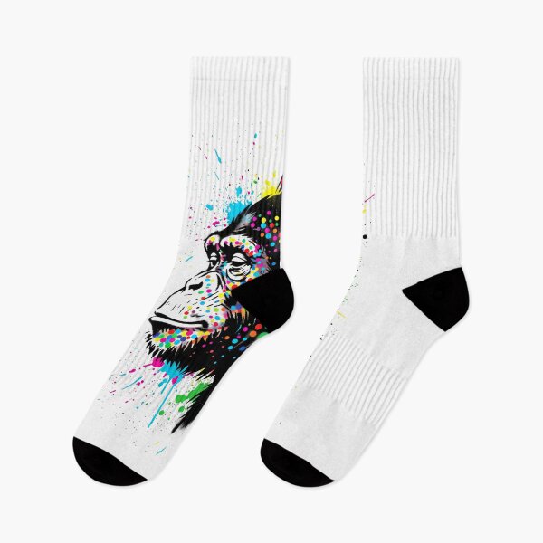 Item preview, Colorful Paint Splatter Monkey with Headphones - Graffiti Music Art designed and sold by seven things shop.