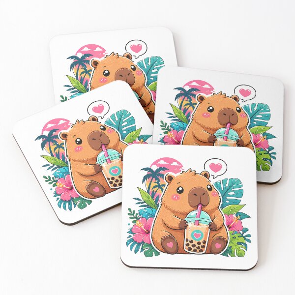 Item preview, Cute Capybara Drinking Bubble Tea designed and sold by Awarrie.