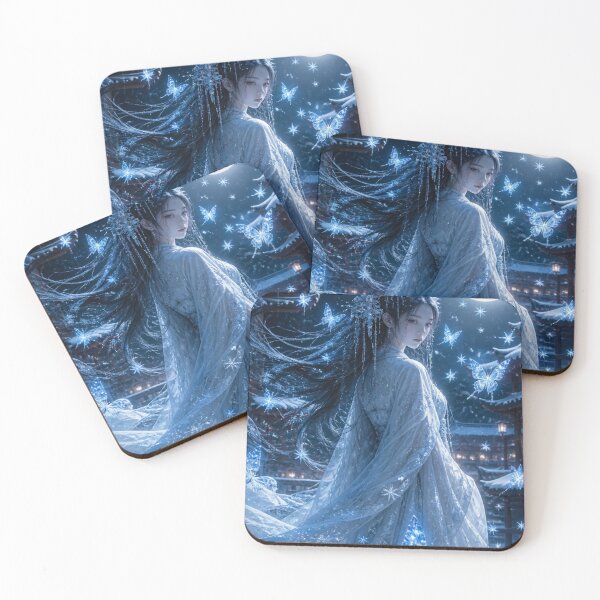 Item preview, Yuki Onna – Moonlit Ice Butterfly | Japanese Yokai Fantasy Art designed and sold by vekotpu.