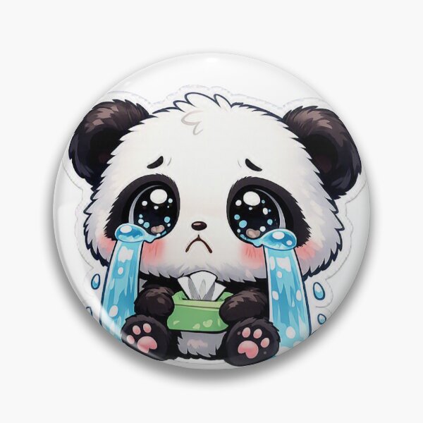 Item preview, Crying Panda Sticker Kawaii Sad Animal Aesthetic for Emotional Meme Lovers designed and sold by CutePrintCorner.