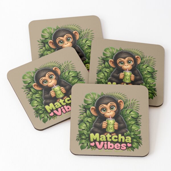 Item preview, Cute Chimp Matcha Vibes Kawaii Jungle Tea Lover T-Shirt designed and sold by Aimetoi.