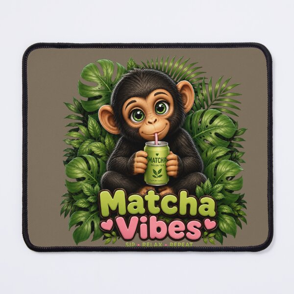 Item preview, Cute Chimp Matcha Vibes Kawaii Jungle Tea Lover T-Shirt designed and sold by Aimetoi.