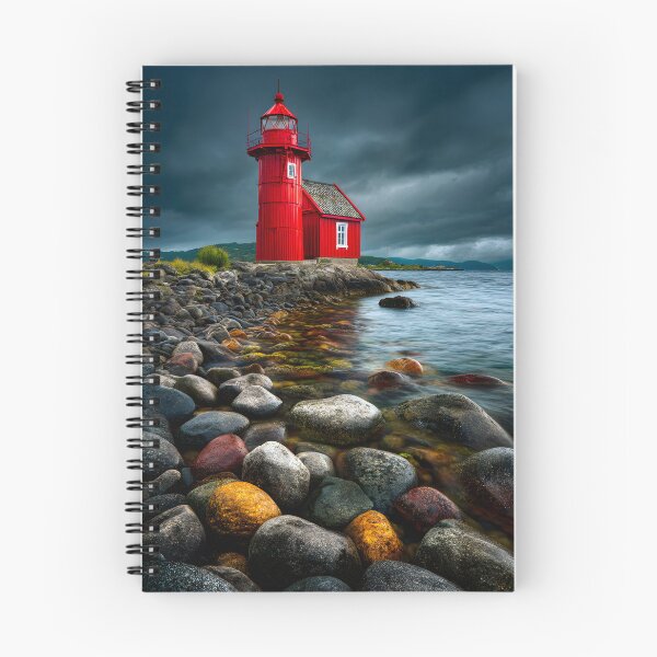 Item preview, Stunning Red Lighthouse Against Dramatic Sky designed and sold by Artessie.