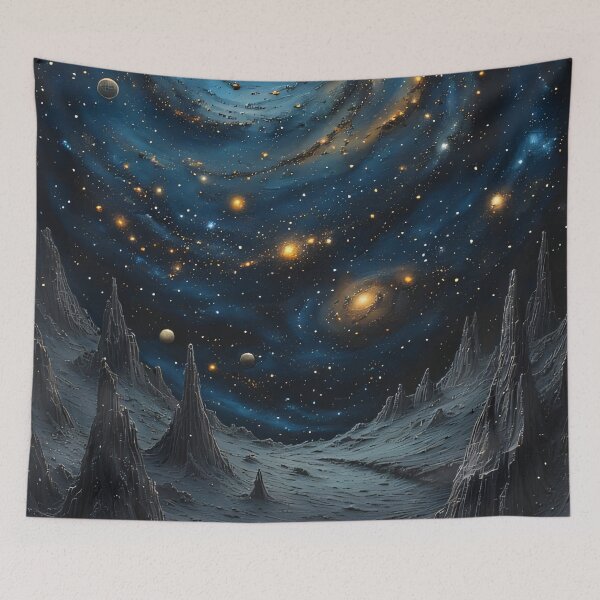 Item preview, Cosmic spiral above an alien, grey world designed and sold by Mianku | Für das Leben.
