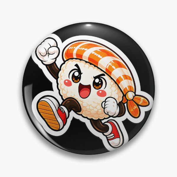 Item preview, Energetic Shrimp Sushi Mascot Sticker designed and sold by OddGarage.