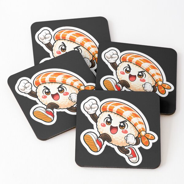 Item preview, Energetic Shrimp Sushi Mascot Sticker designed and sold by OddGarage.