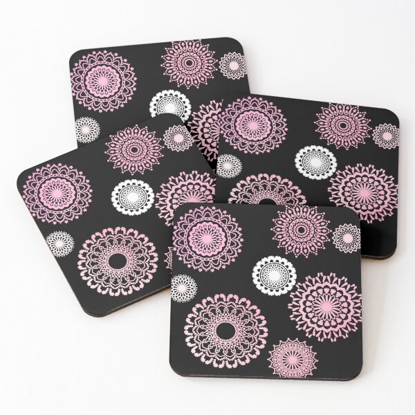 Item preview, White and Pink Mandalas on Black  designed and sold by JaygiesDesign.