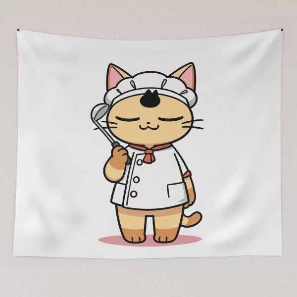Item preview, Cat - Orange Chef White Toque Red Scarf designed and sold by World-Pets.