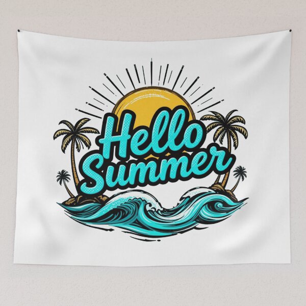 Item preview, Tropical Beach Waves Palm Trees Sunshine Vintage Summer Design designed and sold by Awarrie.