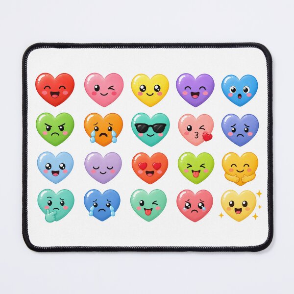 Item preview, Cute Kawaii Heart Emoji Set Colorful Emotion Expression Aesthetic designed and sold by Rehnair.