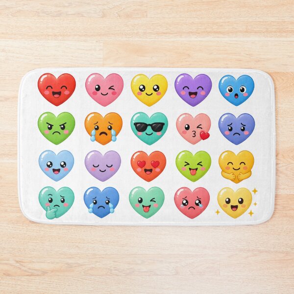 Item preview, Cute Kawaii Heart Emoji Set Colorful Emotion Expression Aesthetic designed and sold by Rehnair.