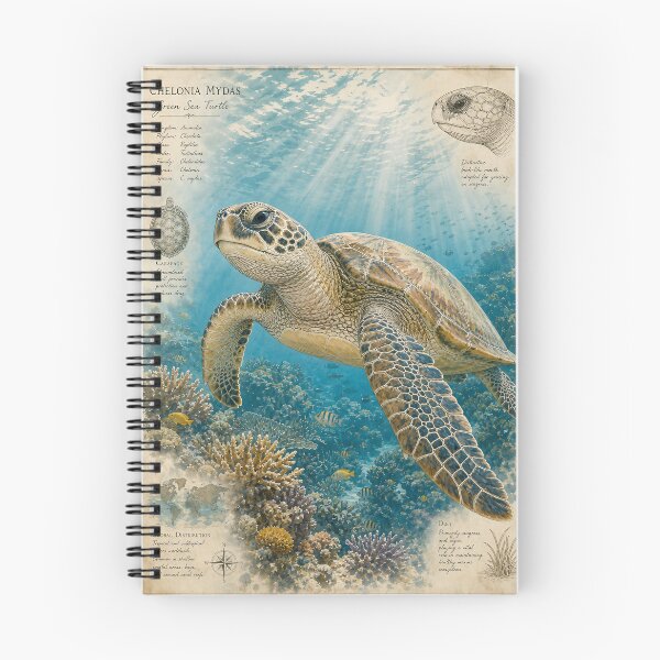 Item preview, Graceful Sea Turtle in Coral Reef,  Naturalist Marine Wildlife Illustration designed and sold by Jandedan.