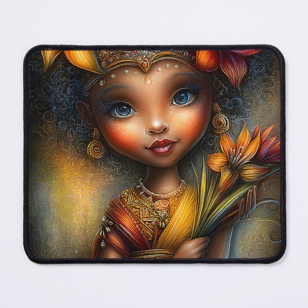 Item preview, Vibrant Cultural Portrait with Floral Accents designed and sold by Artessie.