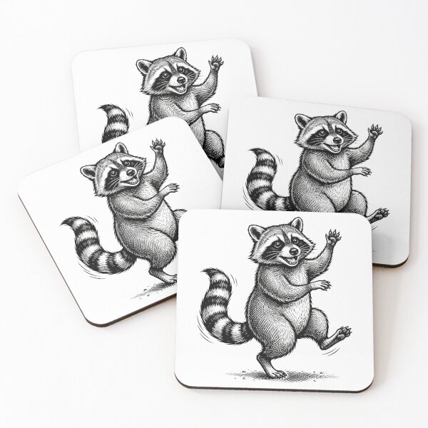 Item preview, Joyful Dancing Raccoon Vintage Woodcut Art designed and sold by seven things shop.