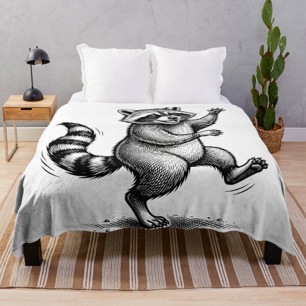 Item preview, Joyful Dancing Raccoon Vintage Woodcut Art designed and sold by seven things shop.