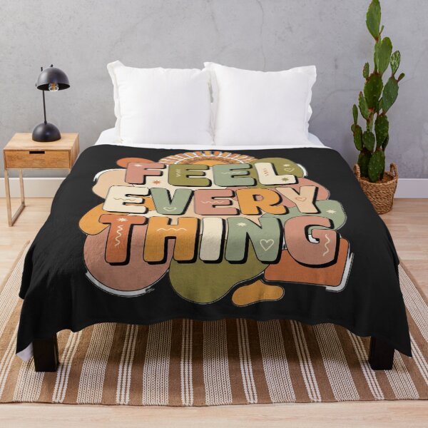 Item preview, Feel Every Thing Retro Groovy Boho Mental Health Quote designed and sold by ConfuseLab Alt.